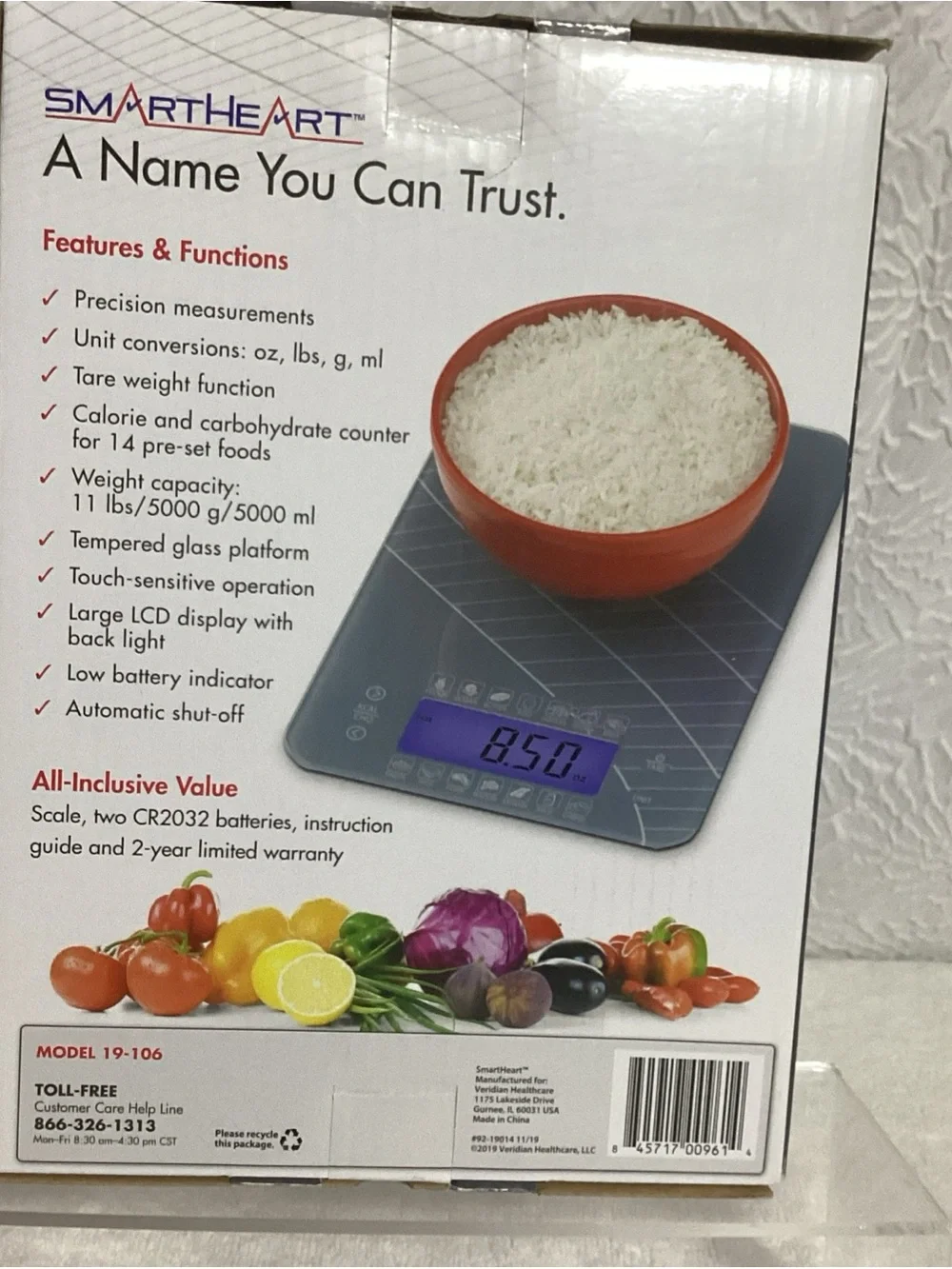 Smart Heart Digital Kitchen Food Scale w/ Calorie & Carb Count - Display Model